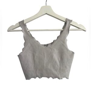 Lounge Gray Scalloped Edge Crop Top Size XS NEW